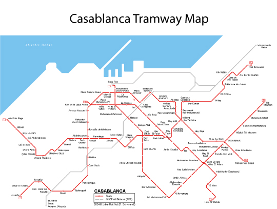 Casablanca Tramway Map