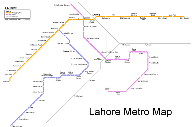 Lahore Metro Map