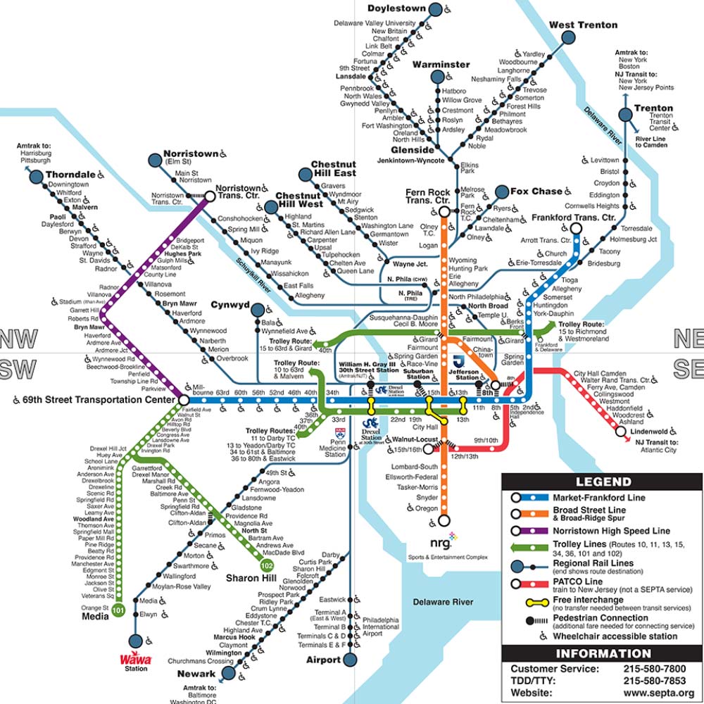 The Philadelphia SEPTA map