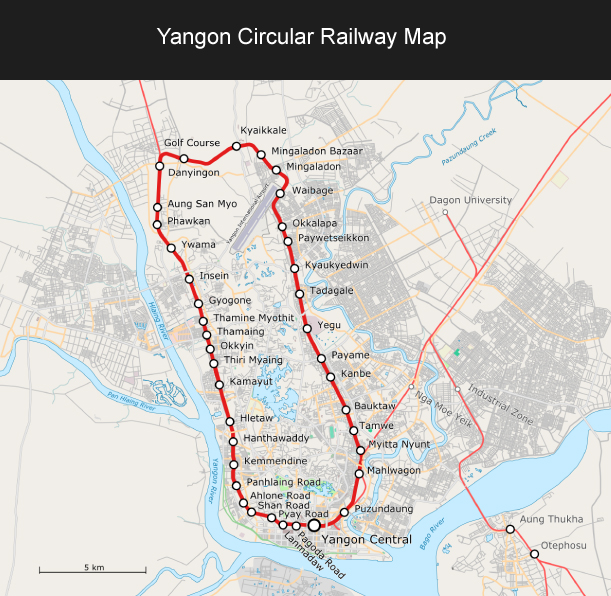 Yangon Circular Railway Map