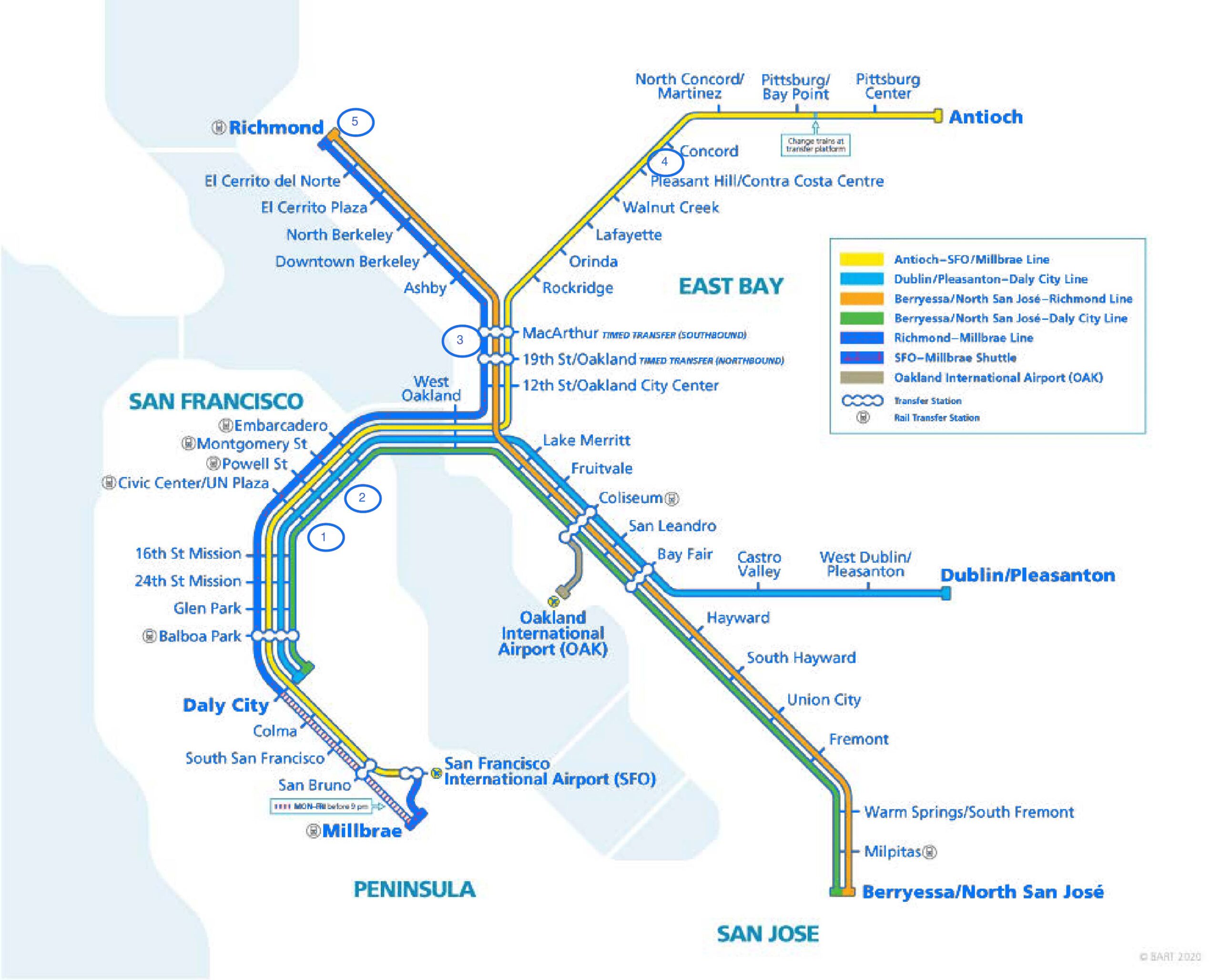 San Francisco Bay Area Rapid Transit (BART) map