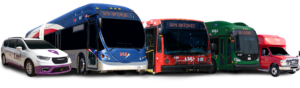 Different VIA Metropolitan Transit vehicles to travel around San Antonio